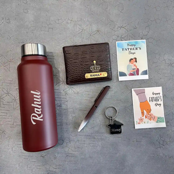 Personalized Men Wallet with Bottle Combo | Fathers Day